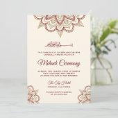 Gold and Burgundy Islamic Muslim Mehndi Ceremony 招待状 (スタンド正面)
