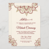 Gold and Burgundy Islamic Muslim Mehndi Ceremony 招待状 (正面/裏面)