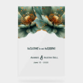 Gold and Emerald Green Poppy Acrylic Sign アクリルサイン (正面)