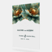 Gold and Emerald Green Poppy Acrylic Sign アクリルサイン (傾斜)