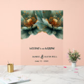 Gold and Emerald Green Poppy Acrylic Sign アクリルサイン (ウェディング)