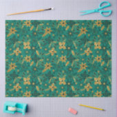 Gold and Green Christmas Poinsettia Flowers 薄葉紙 (クラフト)