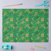 Gold and Green Christmas Poinsettia Flowers 薄葉紙 (クラフト)