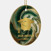 Gold and Green Custom Graduation Ornament セラミックオーナメント (右)