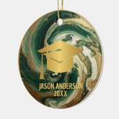 Gold and Green Custom Graduation Ornament セラミックオーナメント (左)