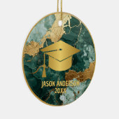 Gold and Green Custom Graduation Ornament セラミックオーナメント (右)