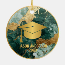 Gold and Green Custom Graduation Ornament セラミックオーナメント