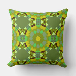 Gold and Green Throw Pillow クッション