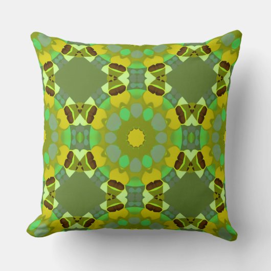 Gold and Green Throw Pillow クッション (正面)