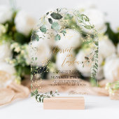 Gold and Greenery Eucalyptus Wedding Arch アクリル招待状