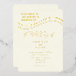 Gold and Ivory Minimalist Wedding Invitation 箔招待状