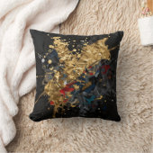 Gold And Navy Abstract Splash Modern Luxury Art クッション (ブランケット)