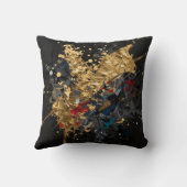 Gold And Navy Abstract Splash Modern Luxury Art クッション (裏面)