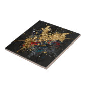 Gold And Navy Abstract Splash Modern Luxury Art タイル (側面)