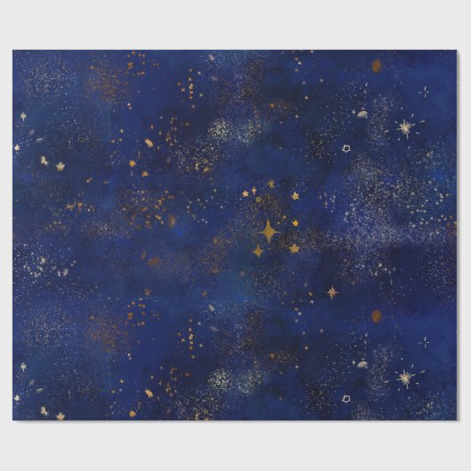 Gold and Navy Stars ラッピングペーパー (フラット)