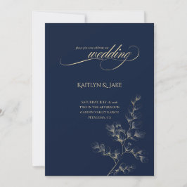 Gold and Navy Wedding Invitation 招待状