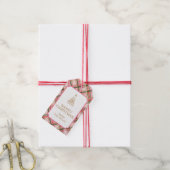 Gold and pink Christmas plaid ギフトタグ (より糸付き)