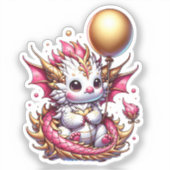 Gold and Pink Dragon Girl's Birthday  シール (正面)