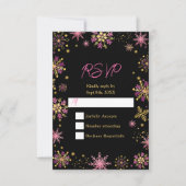 Gold and Pink Snowflakes Winter 出欠カード (正面)