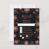 Gold and Pink Snowflakes Winter Meal Choice 出欠カード (正面)