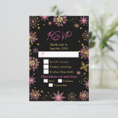 Gold and Pink Snowflakes Winter Meal Choice 出欠カード (スタンド正面)