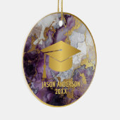 Gold and Purple Custom Graduation Ornament セラミックオーナメント (右)
