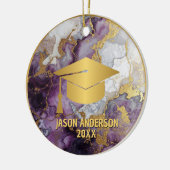 Gold and Purple Custom Graduation Ornament セラミックオーナメント (左)