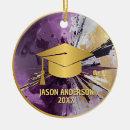 Gold and Purple Custom Graduation Ornament セラミックオーナメント
