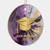 Gold and Purple Custom Graduation Ornament セラミックオーナメント (左)