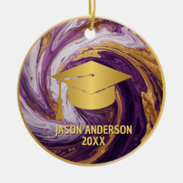 Gold and Purple Custom Graduation Ornament セラミックオーナメント