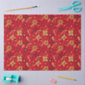 Gold and Red Christmas Poinsettia Flowers 薄葉紙 (クラフト)