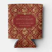 Gold and Red Damask 50th Wedding Anniversary 缶クーラー (正面)