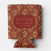 Gold and Red Damask 50th Wedding Anniversary 缶クーラー (裏面)