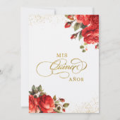 Gold and Red Roses Gold Quinceanera Invitation 招待状 (裏面)