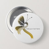 Gold and Silver Awareness Ribbon Butterfly Button 缶バッジ (正面&裏面)
