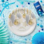 Gold and Silver Christmas Ornaments ペーパープレート (パーティー)
