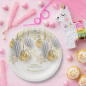 Gold and Silver Christmas Ornaments ペーパープレート (パーティー)