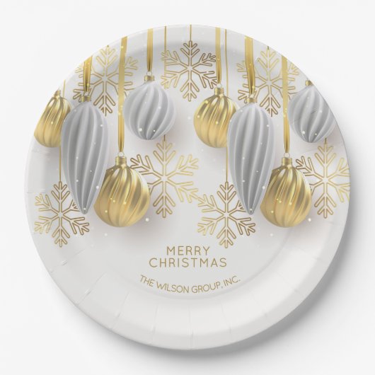 Gold and Silver Christmas Ornaments ペーパープレート (正面)