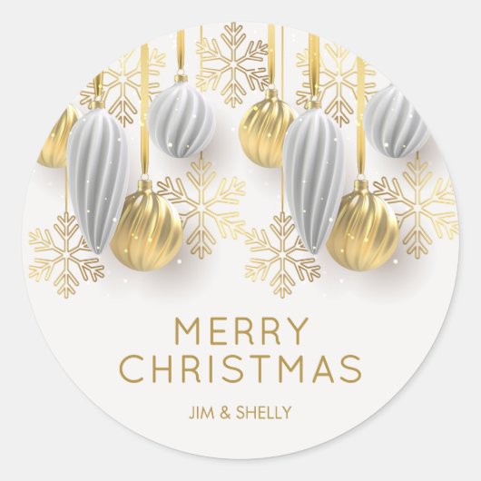 Gold and Silver Christmas Ornaments  ラウンドシール (正面)