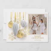Gold and Silver Christmas Ornaments Photo シーズンカード (正面)