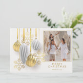 Gold and Silver Christmas Ornaments Photo シーズンカード (スタンド正面)