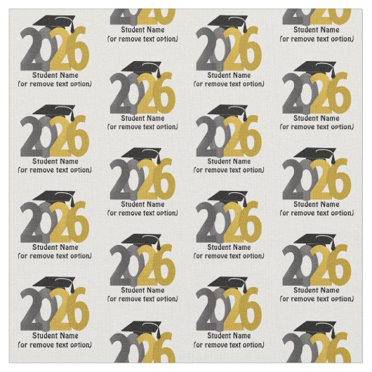 Gold and Silver Class of 2026 Graduation ファブリック (クローズアップ)