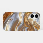 Gold and Silver Liquid Metal – Luxury Abstract iPhone 16ケース (裏面横)