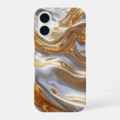 Gold and Silver Liquid Metal – Luxury Abstract iPhone 16ケース (裏面)