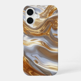 Gold and Silver Liquid Metal – Luxury Abstract iPhone 16ケース