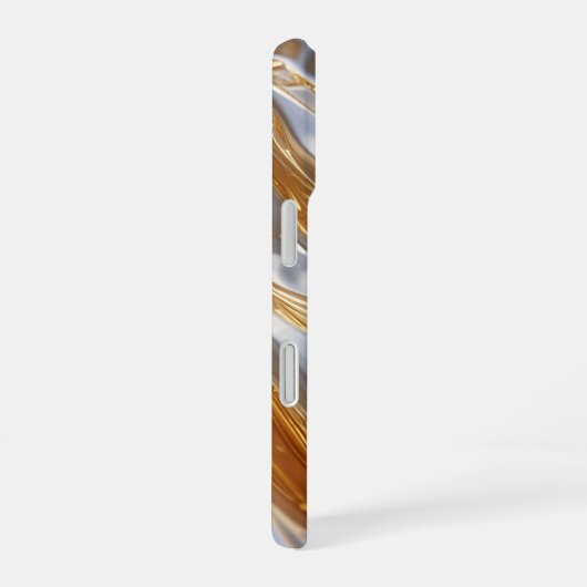 Gold and Silver Liquid Metal – Luxury Abstract iPhone 16ケース (右側面)