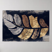 Gold and Silver Metallic Leaves Elegant Botanical  ポスター (正面)