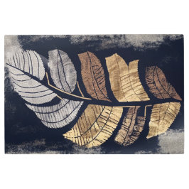 Gold and Silver Metallic Leaves Elegant Botanical  メタルプリント