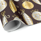 Gold And Silver Tree Ornaments Wrapping Paper ラッピングペーパー (ロールコーナー)