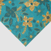 Gold and Teal Blue Christmas Poinsettia Flowers 薄葉紙 (詳細)